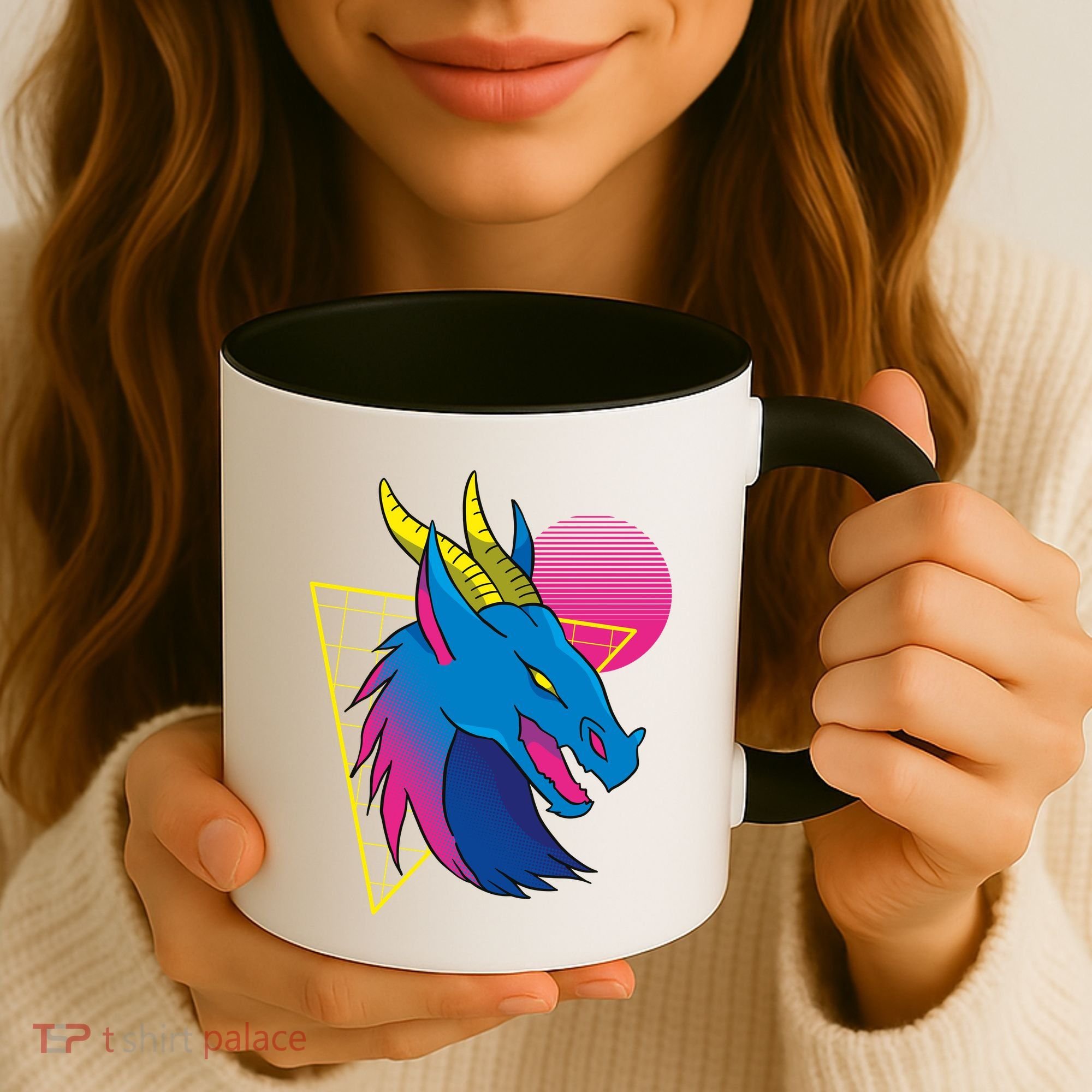 Neon Dragon Face Coffee Mug