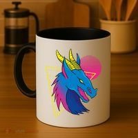 Neon Dragon Face Coffee Mug thumb 4