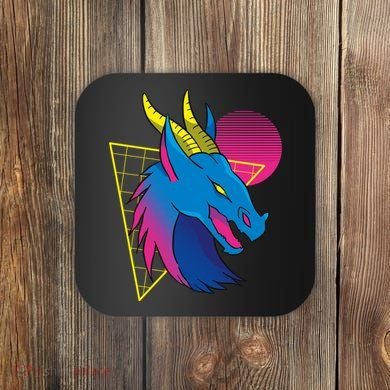 Neon Dragon Face Coaster