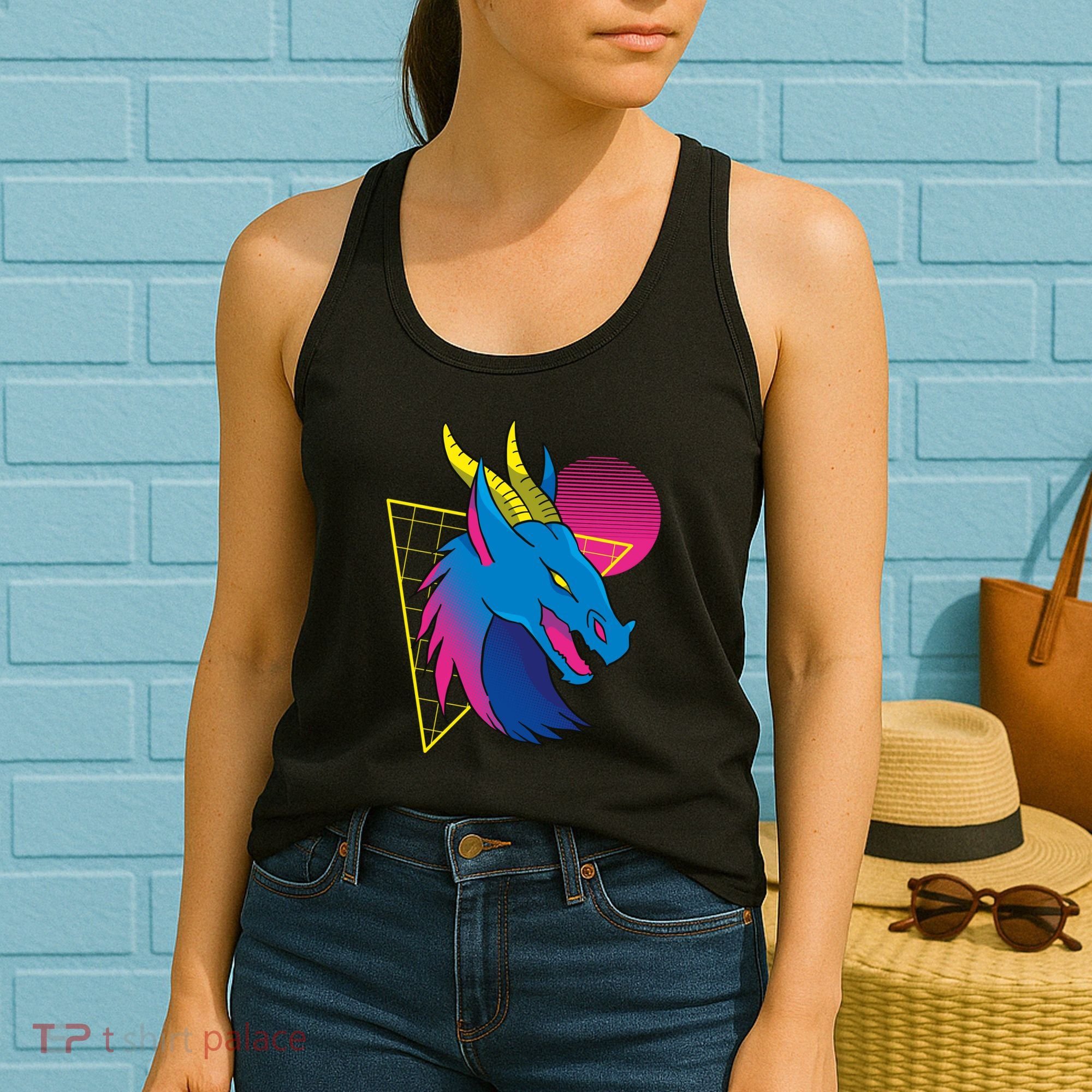 Neon Dragon Face Women's Tank Top