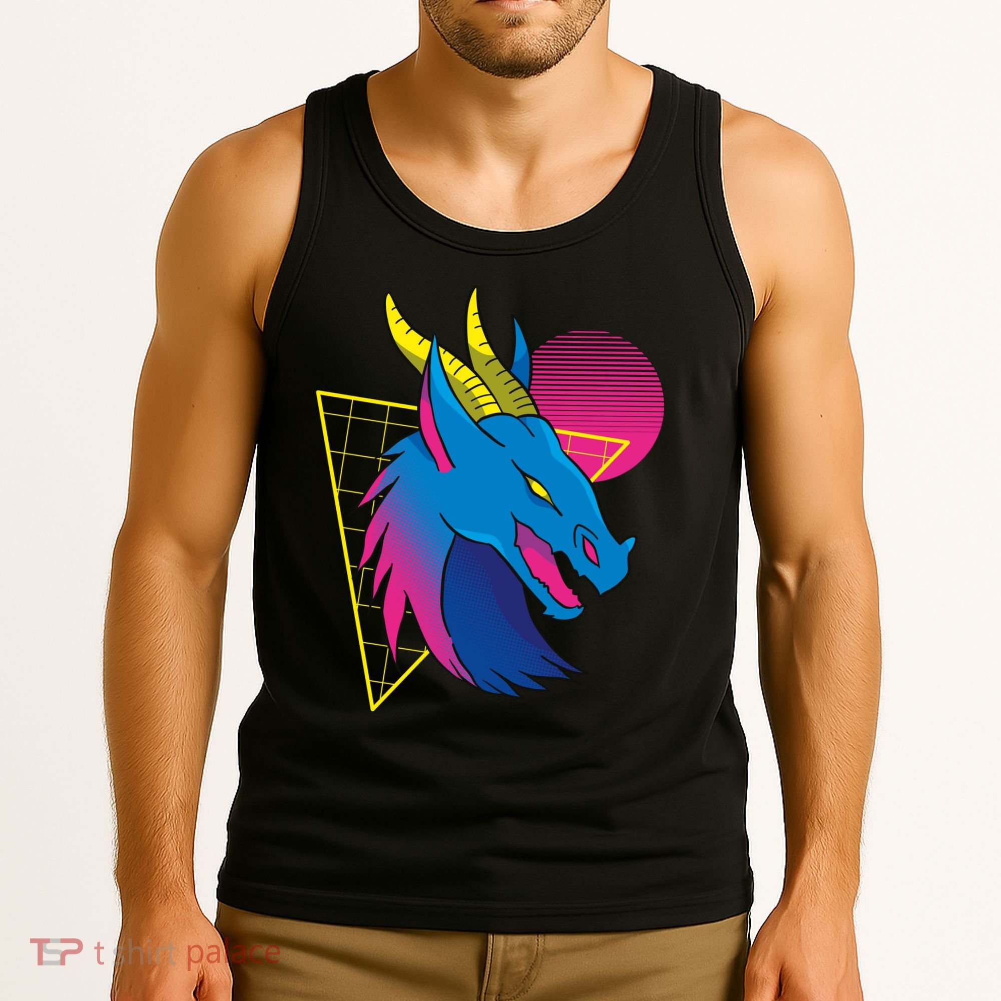 Neon Dragon Face Tank Top