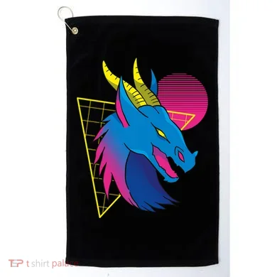 Neon Dragon Face Golf Towel