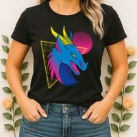 Neon Dragon Face Women's T-Shirt thumb 2