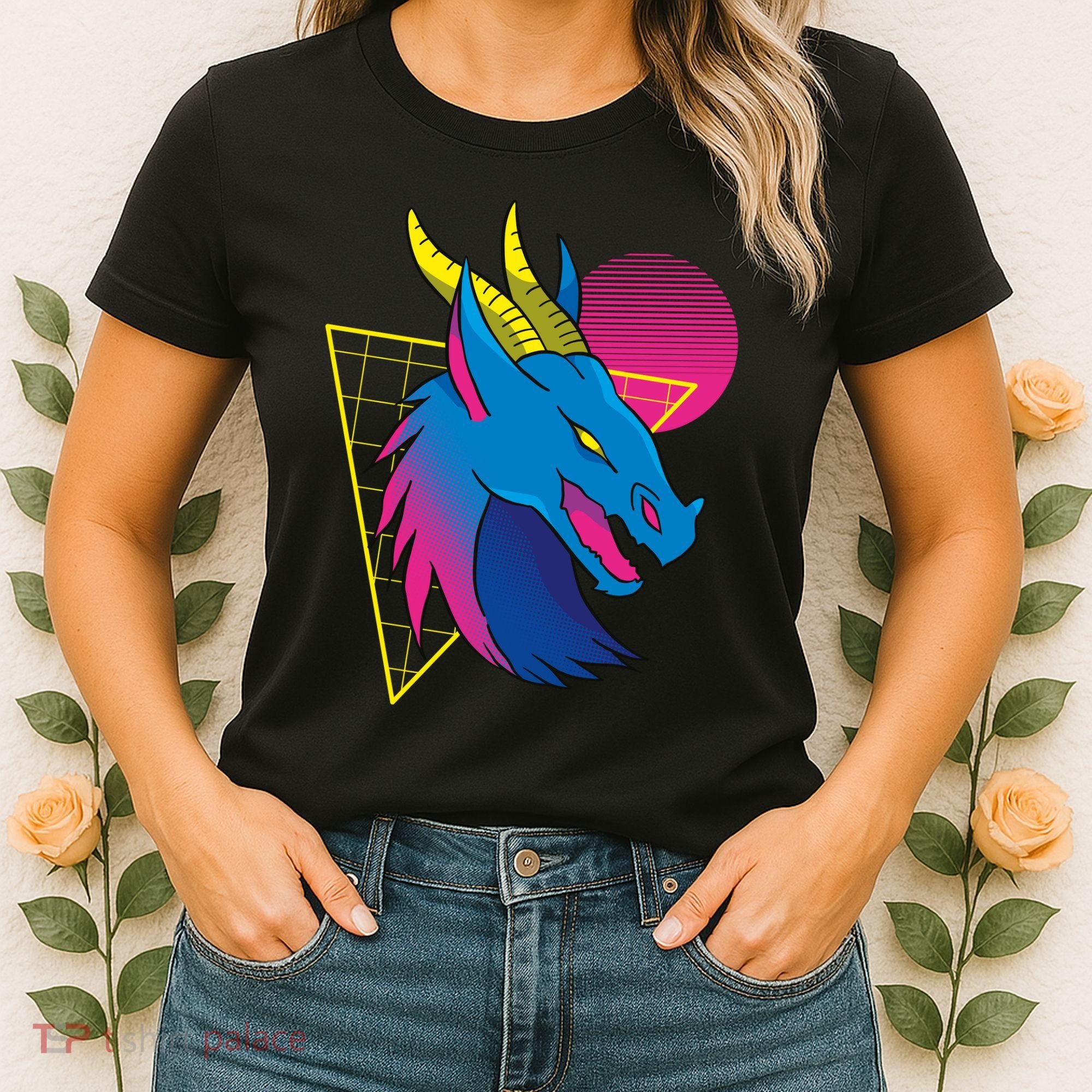 Neon Dragon Face Women's T-Shirt