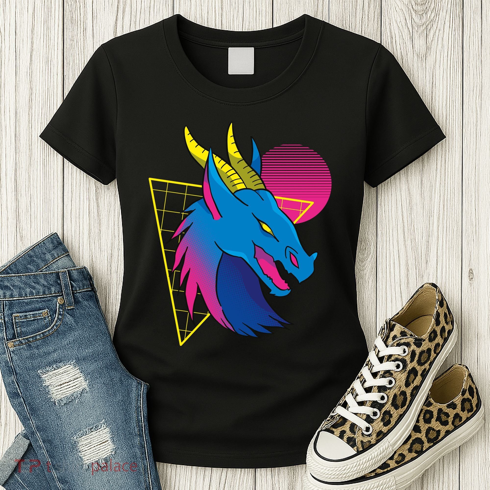 Neon Dragon Face Women's T-Shirt