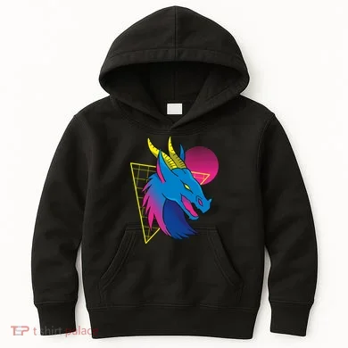Neon Dragon Face Kids Hoodie