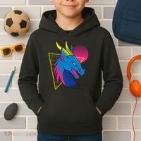 Neon Dragon Face Kids Hoodie thumb 2