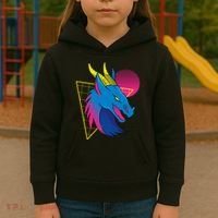 Neon Dragon Face Kids Hoodie thumb 3