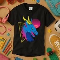 Neon Dragon Face Kids T-Shirt thumb 3