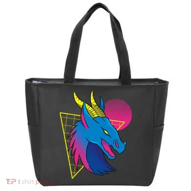Neon Dragon Face Tote Bag