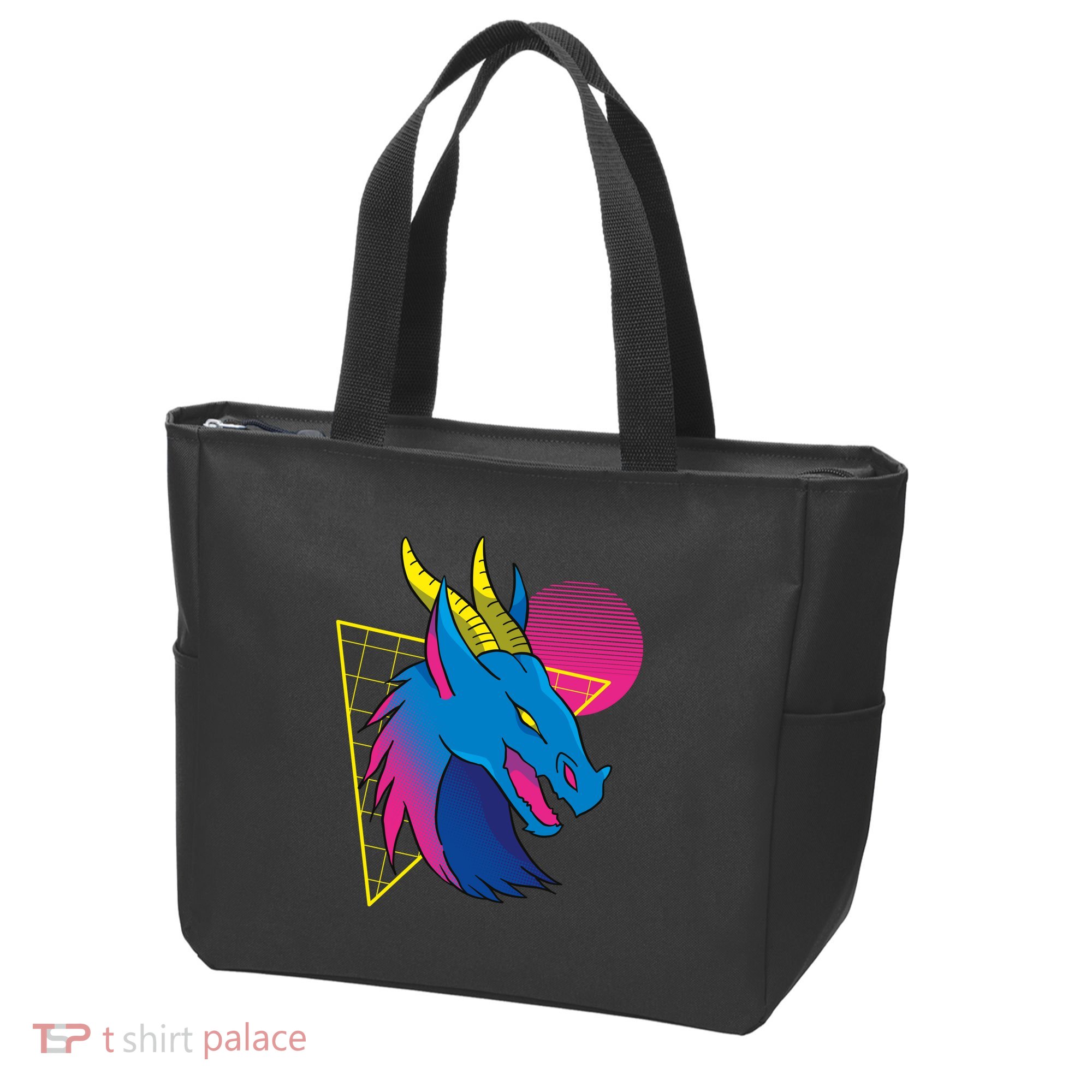 Neon Dragon Face Tote Bag