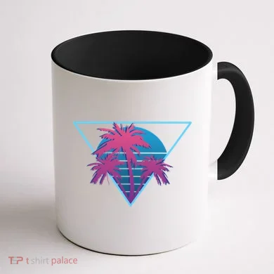 Neon Palm Trees Coffee Mug back