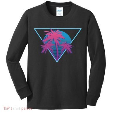 Neon Palm Trees Kids Long Sleeve Shirt