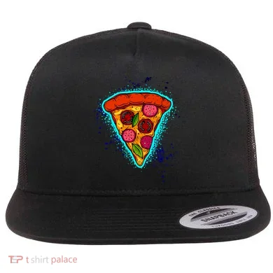 Neon Pizza Flat Bill Trucker Hat