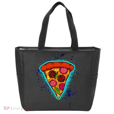 Neon Pizza Tote Bag