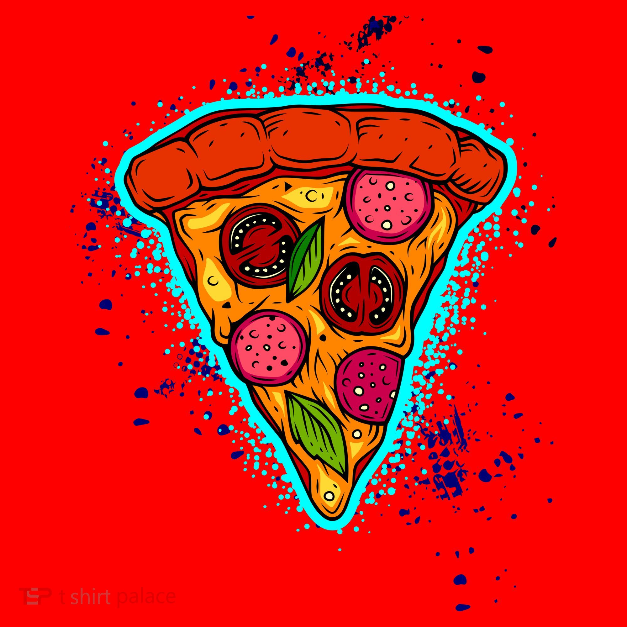 Neon Pizza Santa Hat
