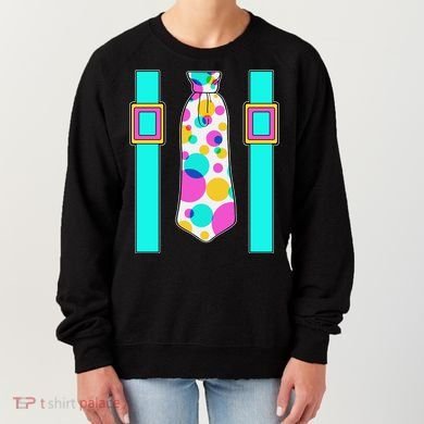 Neon Polka Dot 80s Party Tie And Suspenders Women's Sweatshirt