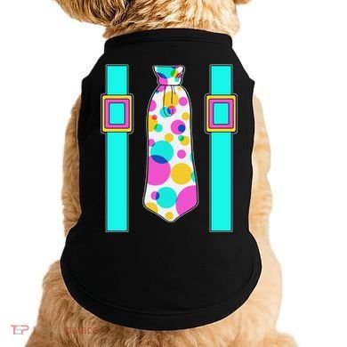Neon Polka Dot 80s Party Tie And Suspenders Doggie Tank
