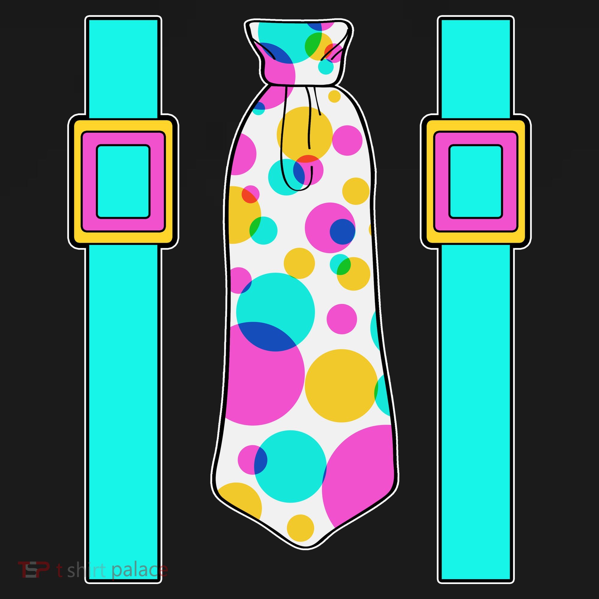 Neon Polka Dot 80s Party Tie And Suspenders Doggie Tank