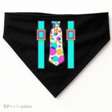 Neon Polka Dot 80s Party Tie And Suspenders USA-Made Doggie Bandana