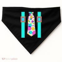Neon Polka Dot 80s Party Tie And Suspenders USA-Made Doggie Bandana thumb 0