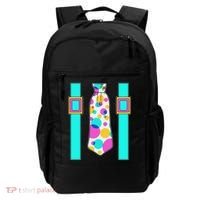 Neon Polka Dot 80s Party Tie And Suspenders Backpack thumb 0