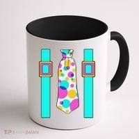 Neon Polka Dot 80s Party Tie And Suspenders Coffee Mug thumb 1