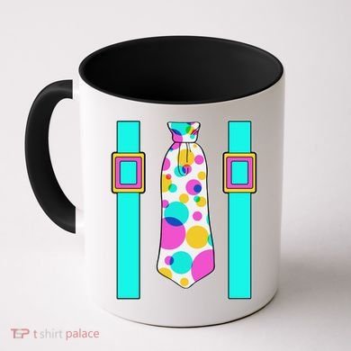 Neon Polka Dot 80s Party Tie And Suspenders Coffee Mug