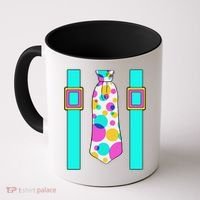 Neon Polka Dot 80s Party Tie And Suspenders Coffee Mug thumb 0