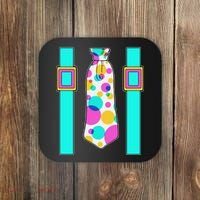 Neon Polka Dot 80s Party Tie And Suspenders Coaster thumb 0