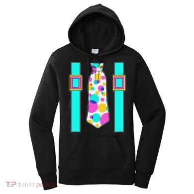 Neon Polka Dot 80s Party Tie And Suspenders Women's Hoodie