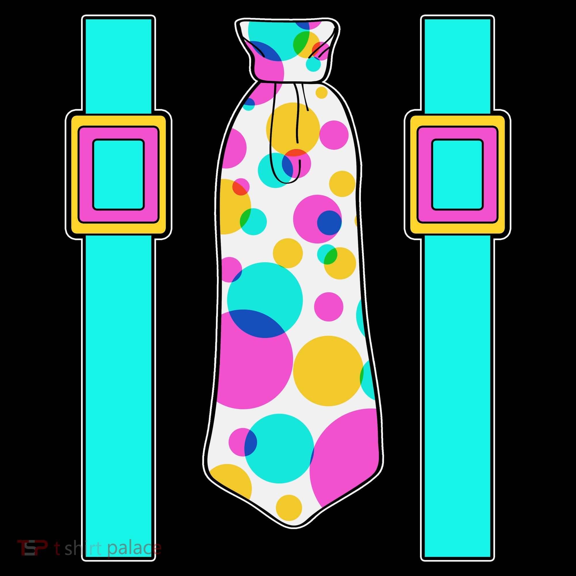Neon Polka Dot 80s Party Tie And Suspenders Women's Hoodie
