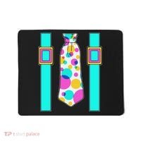 Neon Polka Dot 80s Party Tie And Suspenders Mousepad thumb 0