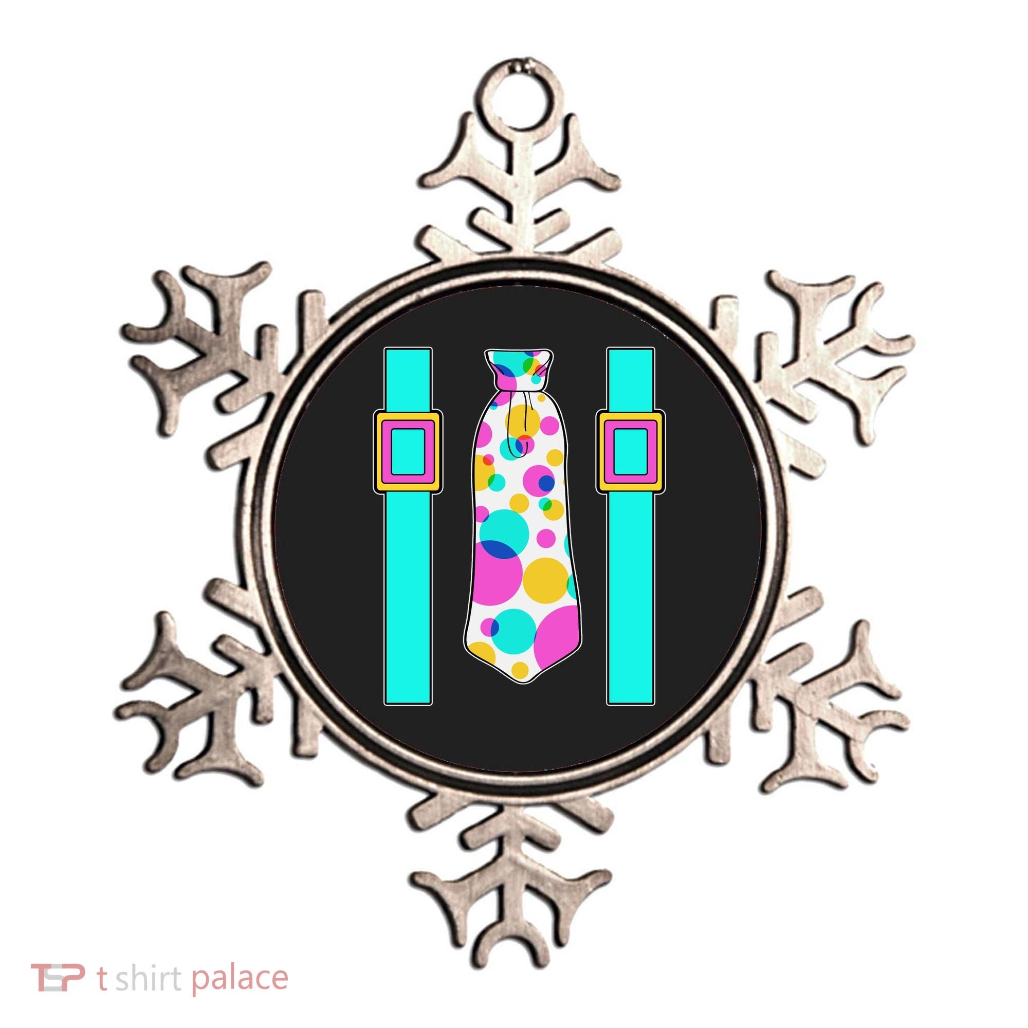 Neon Polka Dot 80s Party Tie And Suspenders Ornament