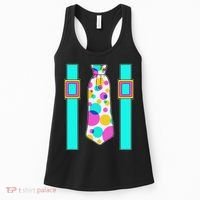 Neon Polka Dot 80s Party Tie And Suspenders Women's Tank Top thumb 0