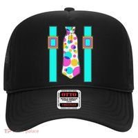 Neon Polka Dot 80s Party Tie And Suspenders Hat thumb 0