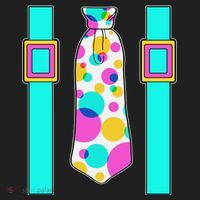 Neon Polka Dot 80s Party Tie And Suspenders Hat thumb 2