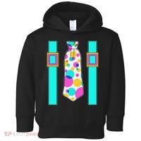Neon Polka Dot 80s Party Tie And Suspenders Toddler Hoodie thumb 0