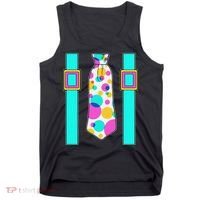 Neon Polka Dot 80s Party Tie And Suspenders Tank Top thumb 0