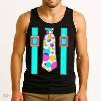 Neon Polka Dot 80s Party Tie And Suspenders Tank Top thumb 3
