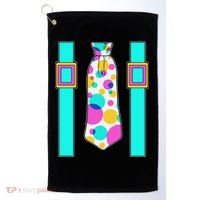 Neon Polka Dot 80s Party Tie And Suspenders Golf Towel thumb 0