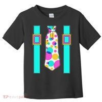 Neon Polka Dot 80s Party Tie And Suspenders Toddler T-Shirt thumb 0