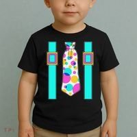 Neon Polka Dot 80s Party Tie And Suspenders Toddler T-Shirt thumb 2