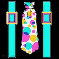Neon Polka Dot 80s Party Tie And Suspenders Visor thumb 3