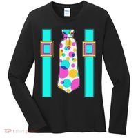 Neon Polka Dot 80s Party Tie And Suspenders Women's Long Sleeve Shirt thumb 0