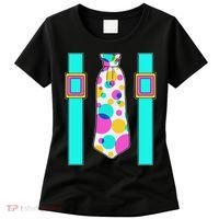 Neon Polka Dot 80s Party Tie And Suspenders Women's T-Shirt thumb 0