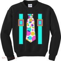 Neon Polka Dot 80s Party Tie And Suspenders Kids Sweatshirt thumb 0