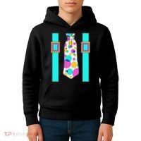 Neon Polka Dot 80s Party Tie And Suspenders Kids Hoodie thumb 4