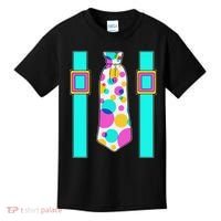 Neon Polka Dot 80s Party Tie And Suspenders Kids T-Shirt thumb 0