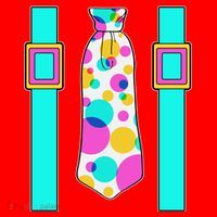 Neon Polka Dot 80s Party Tie And Suspenders Santa Hat thumb 1